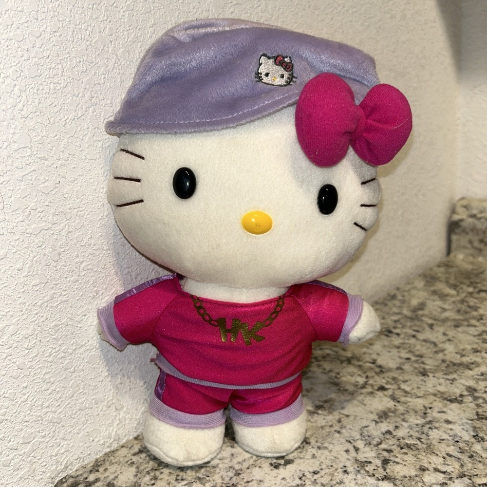 Hello Kitty Y2K Hip Hop Rap 2003 Vintage Plush Nakajima Sanrio‎ Stuffed Toy P2
